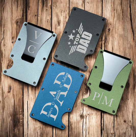 Custom Engraved Metal Wallet for Dad – RFID Blocking Slim Aluminum Money Clip