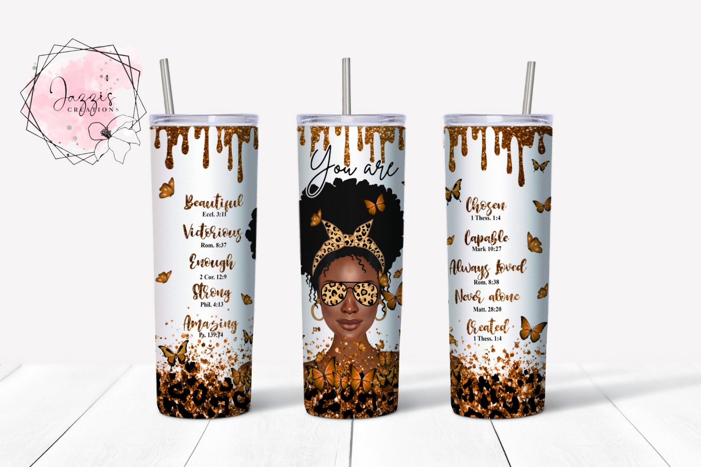 You Are Beautiful Gold/Brown Tumbler