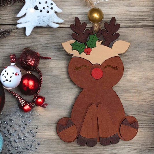 Pop Out Build Your Own Sitting Reindeer Ornament Kit