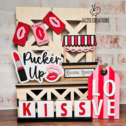 Valentine Kissing Booth Tiered Tray DIY Kit