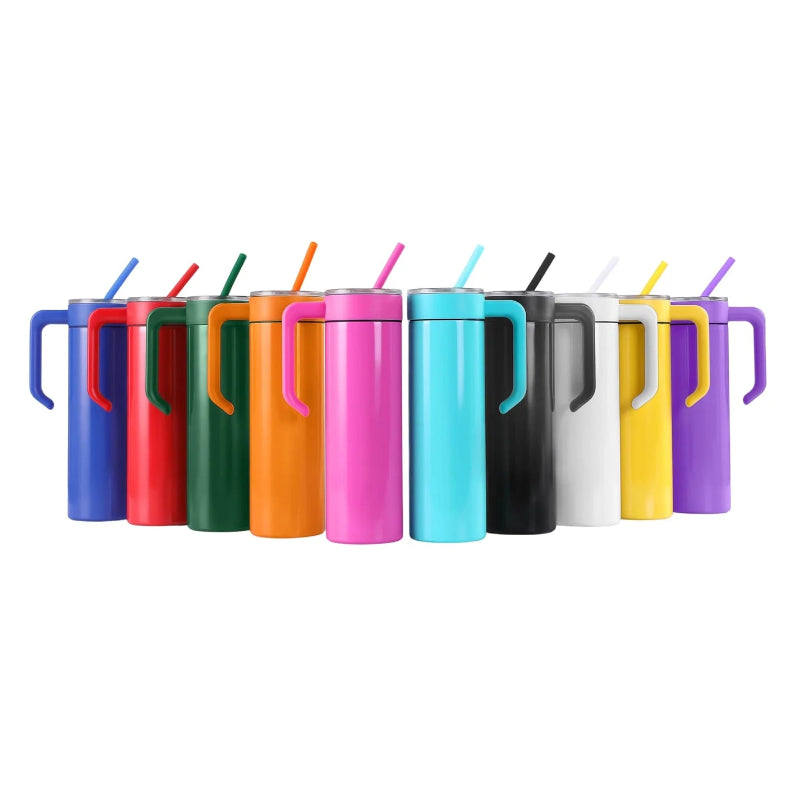 Colorful insulated tumblers with handles and straws on at jazzis creations in orange park, fl