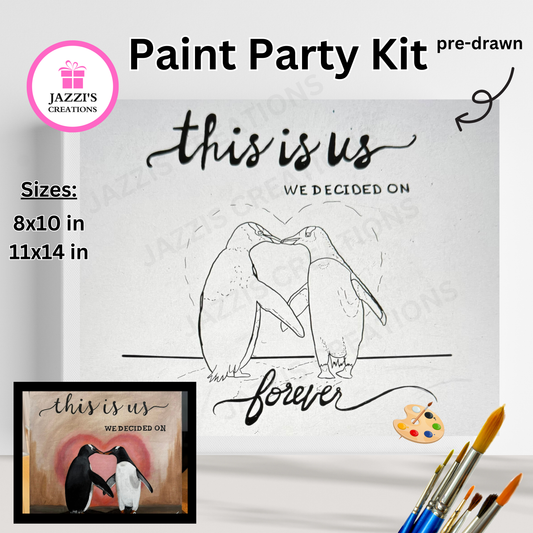 DIY Canvas Paint Party Kit - This Is Us Penguin Couple