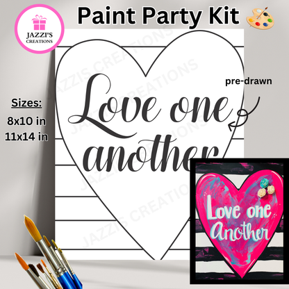 DIY Canvas Paint Party Kit - Love One Another Heart