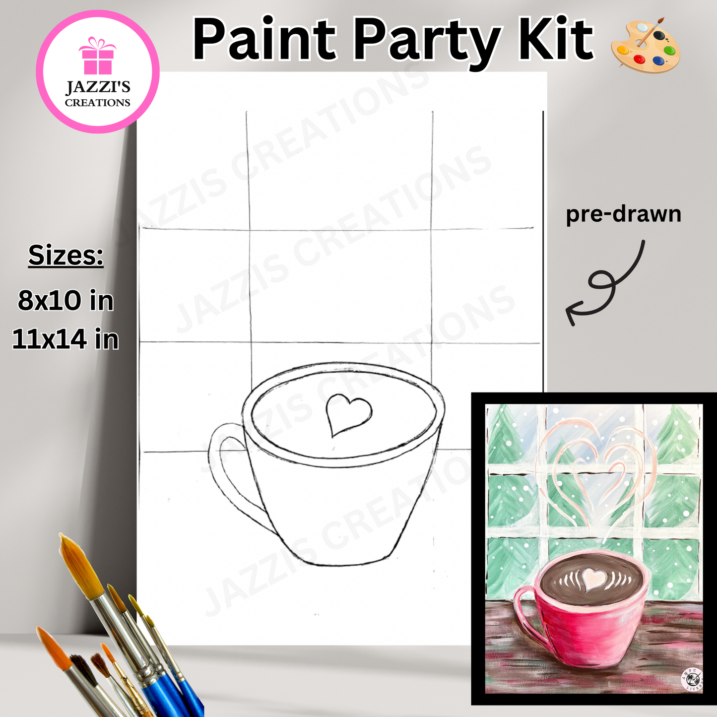 DIY Canvas Paint Party Kit - Latte Love