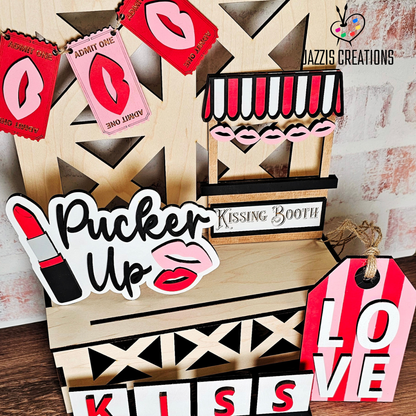 Valentine Kissing Booth Tiered Tray DIY Kit