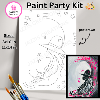 DIY Canvas Paint Party Kit - Whimsical Woman