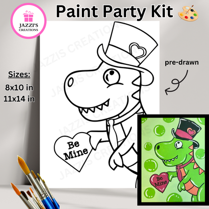 DIY Canvas Paint Party Kit - Be Mine Dinosaur