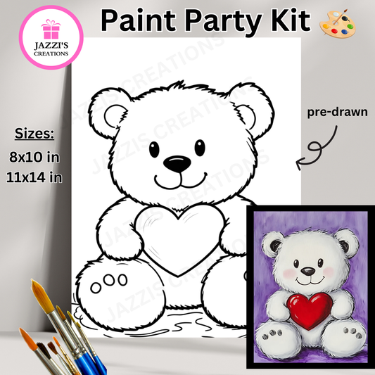 DIY Canvas Paint Party Kit - Love Bear