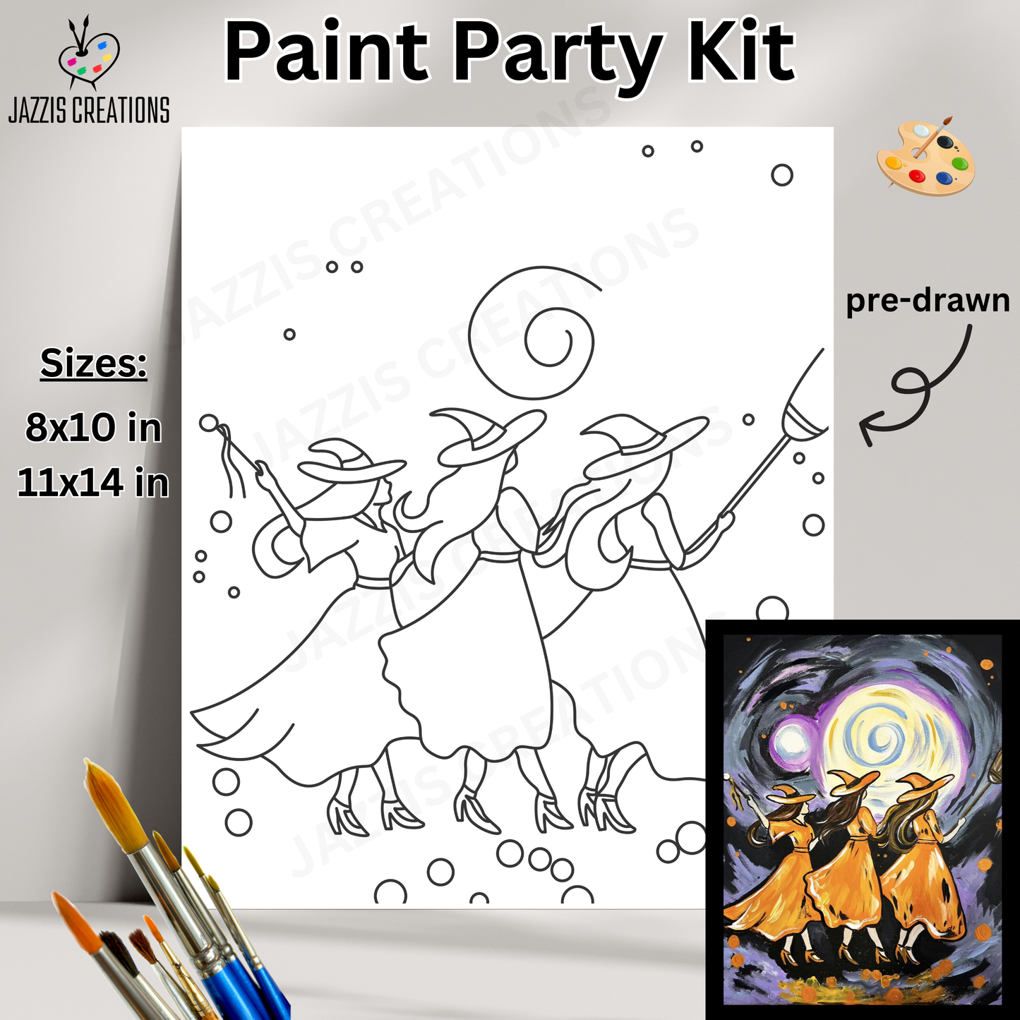 ✨🧙‍♀️ Triple the Magic! Three Witches – Paint Party Kit