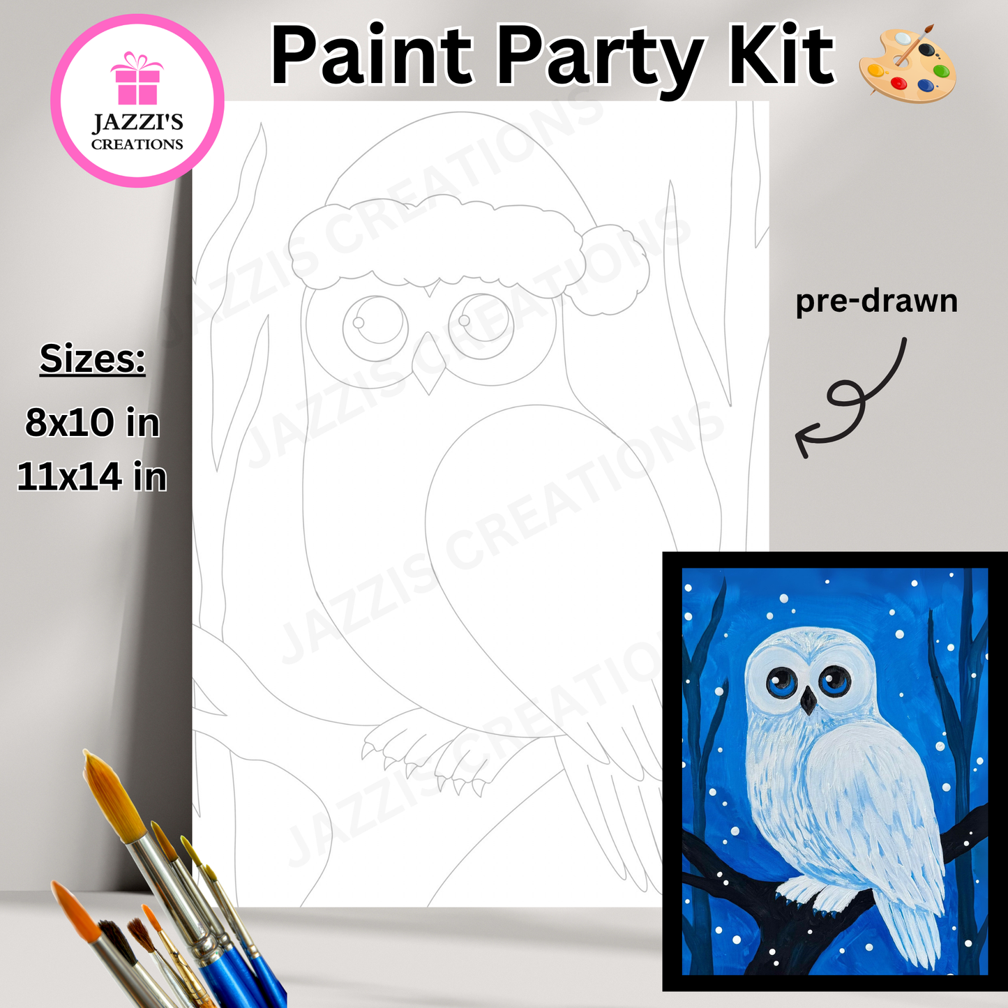 Winter Hoot DIY Canvas Paint Party Kit