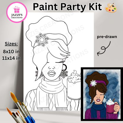 Woman - Winter DIY Canvas Paint Party Kit