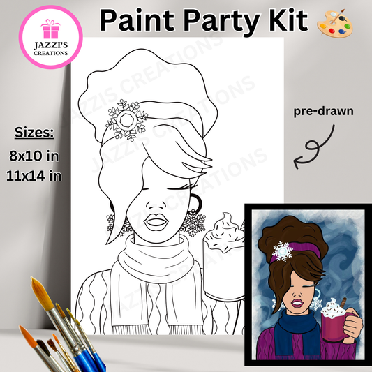 Woman - Winter DIY Canvas Paint Party Kit
