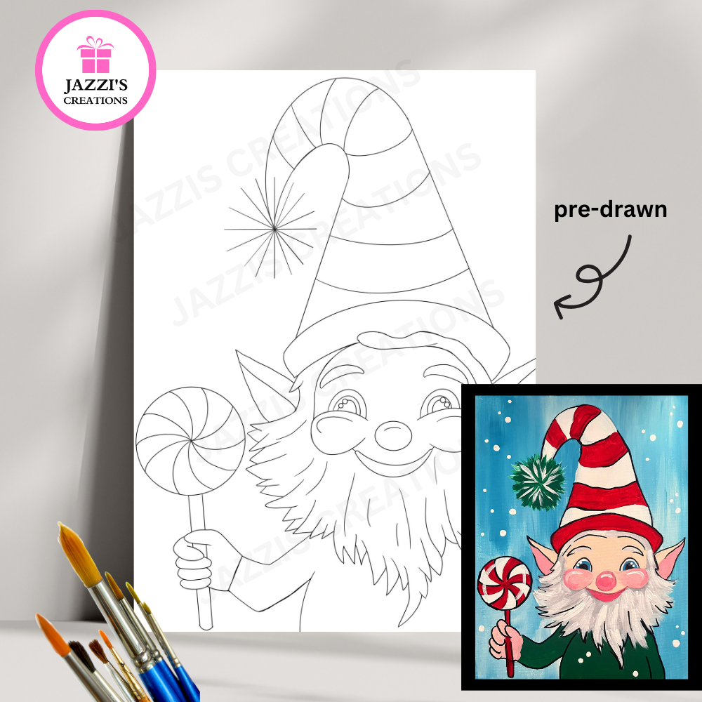 DIY Canvas Paint Party Kit - Peppermint Elf