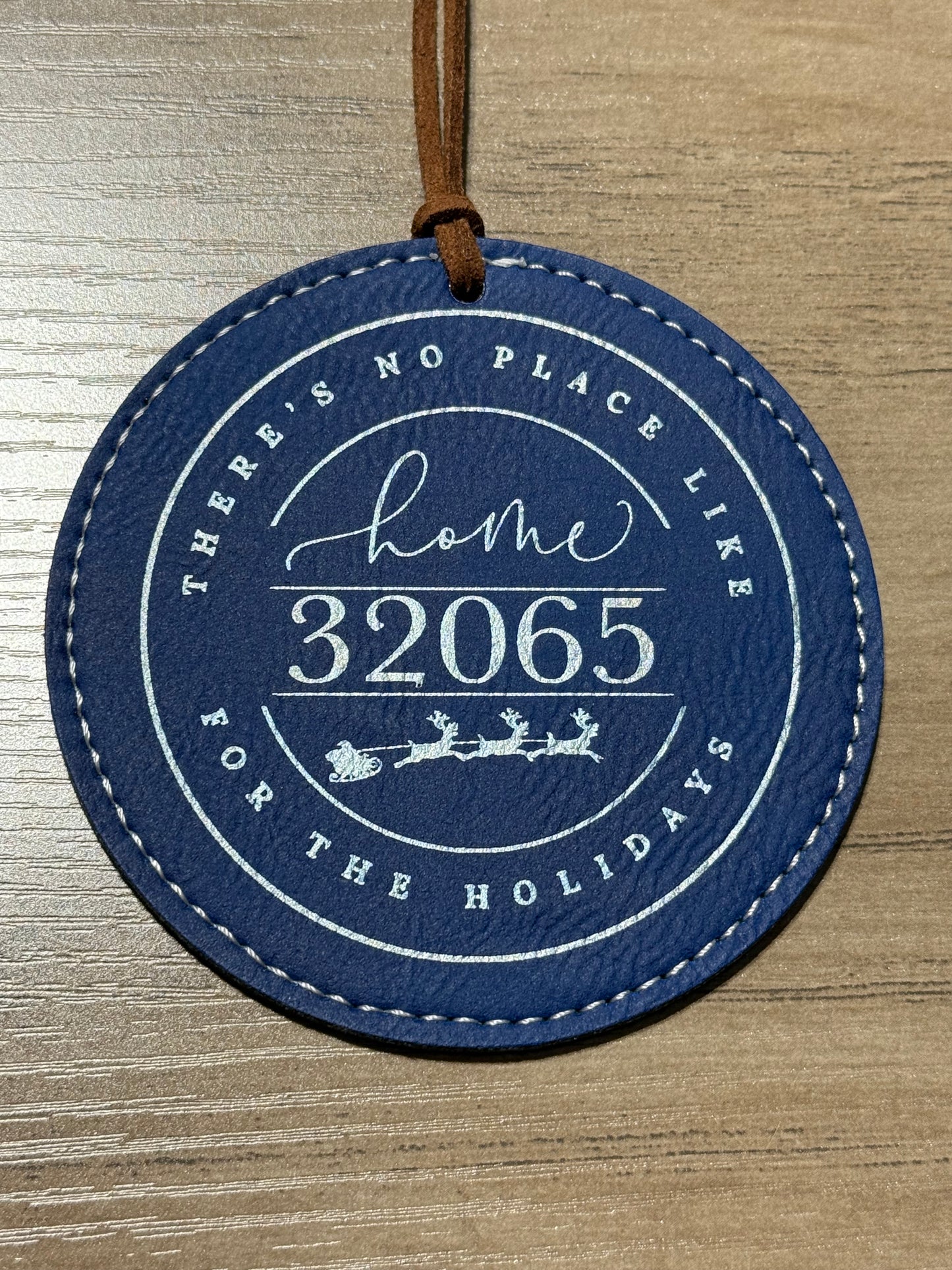 Personalized Leather Round Ornament