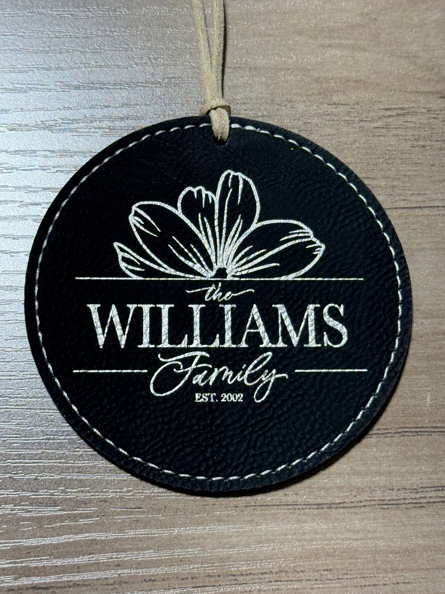 Personalized Leather Round Ornament