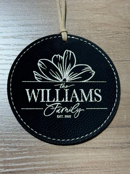 Personalized Leather Round Ornament