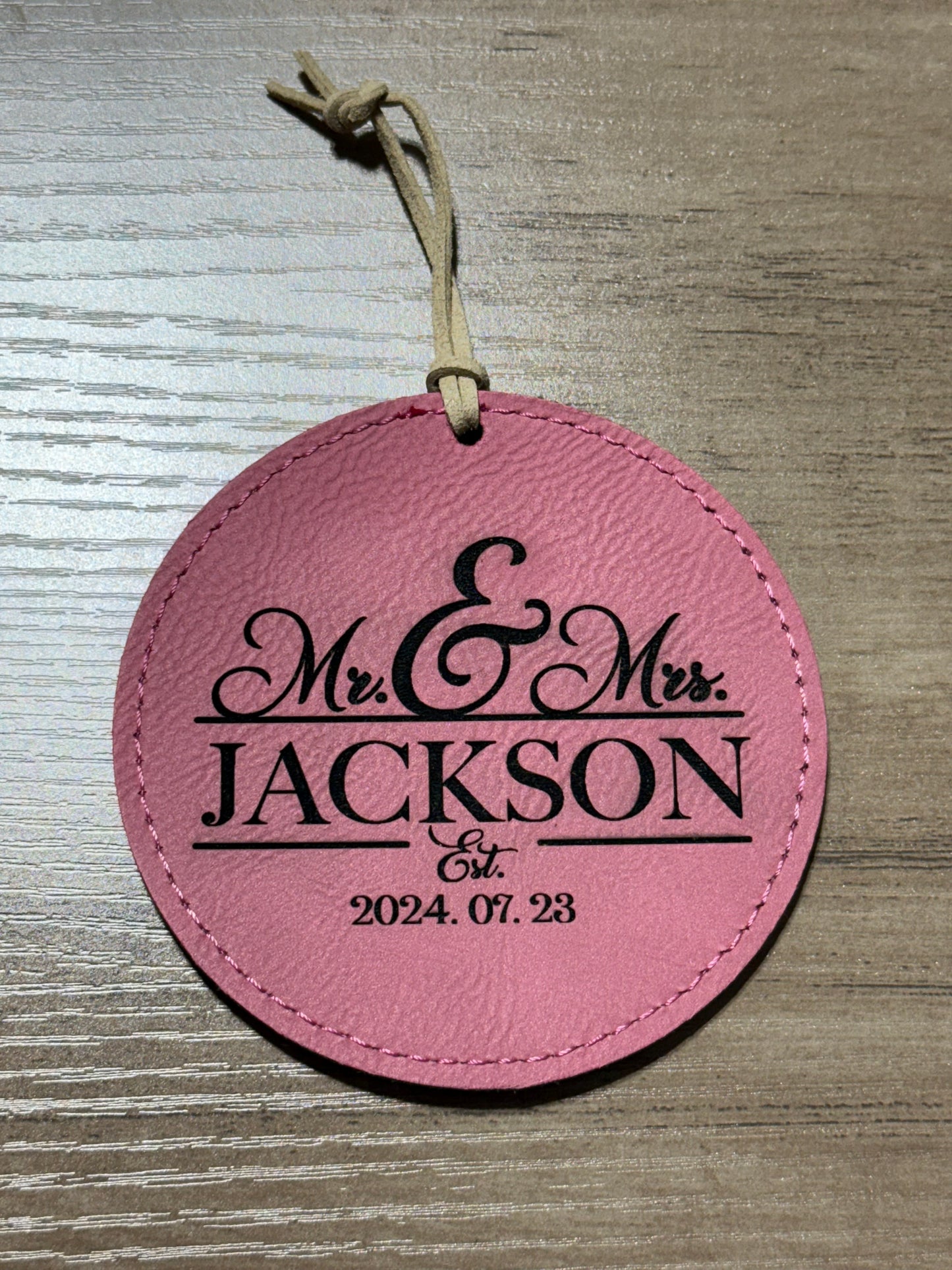 Personalized Leather Round Ornament