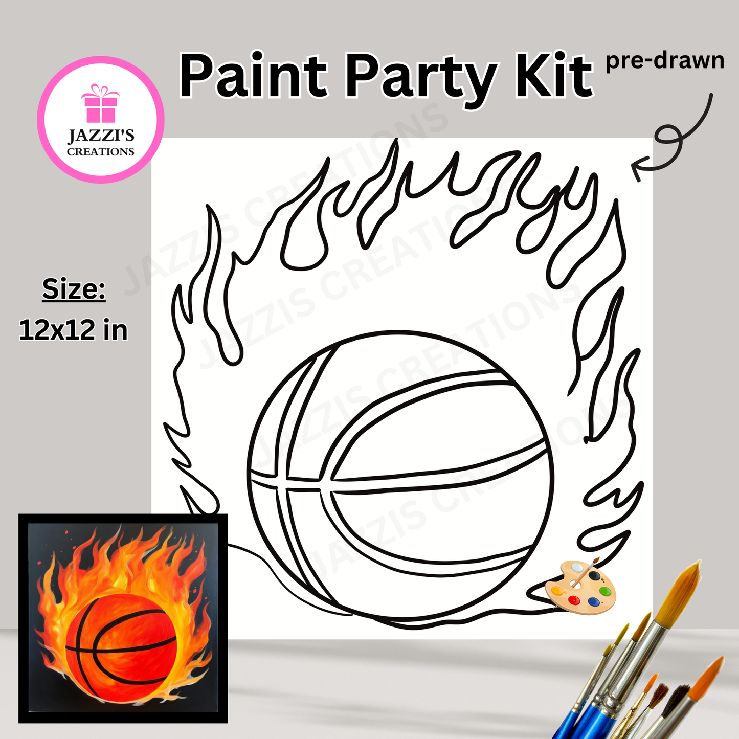 DIY Canvas Paint Party Kit - Basketball