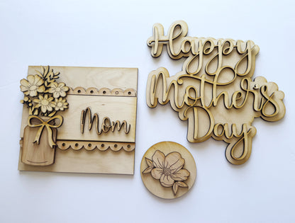 DIY Mother’s Day Sign Bundle – 3-Piece Wooden Craft Kit for Moms