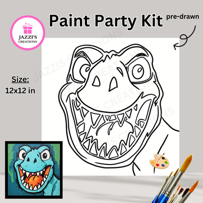 Blue Dinosaur DIY Canvas Paint Party Kit – Fun for All Ages