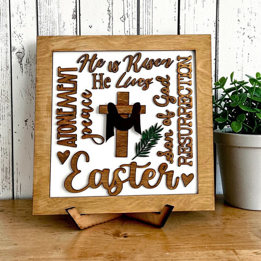 DIY He Is Risen Easter wooden craft kit Christian religious Easter decor sign by Jazzi's Creations.