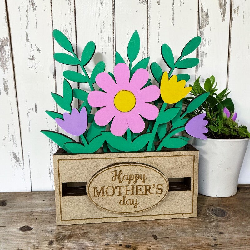 DIY Mother’s Day Flower Box Kit | Wooden Floral Craft | Spring Decor Gift