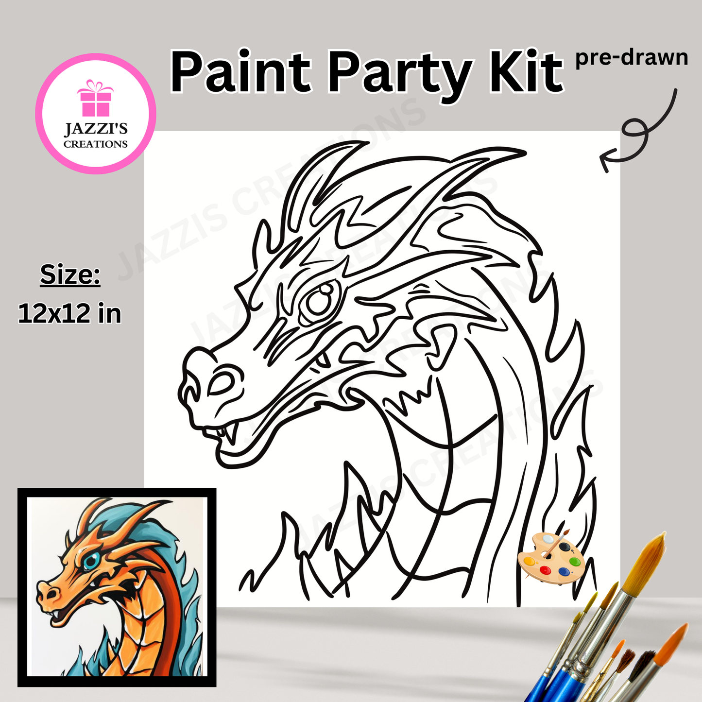 DIY Canvas Paint Party Kit - Dragon