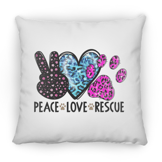 Peace Love Rescue Square Pillow