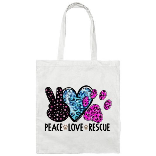 Peace Love Rescue Canvas Tote Bag