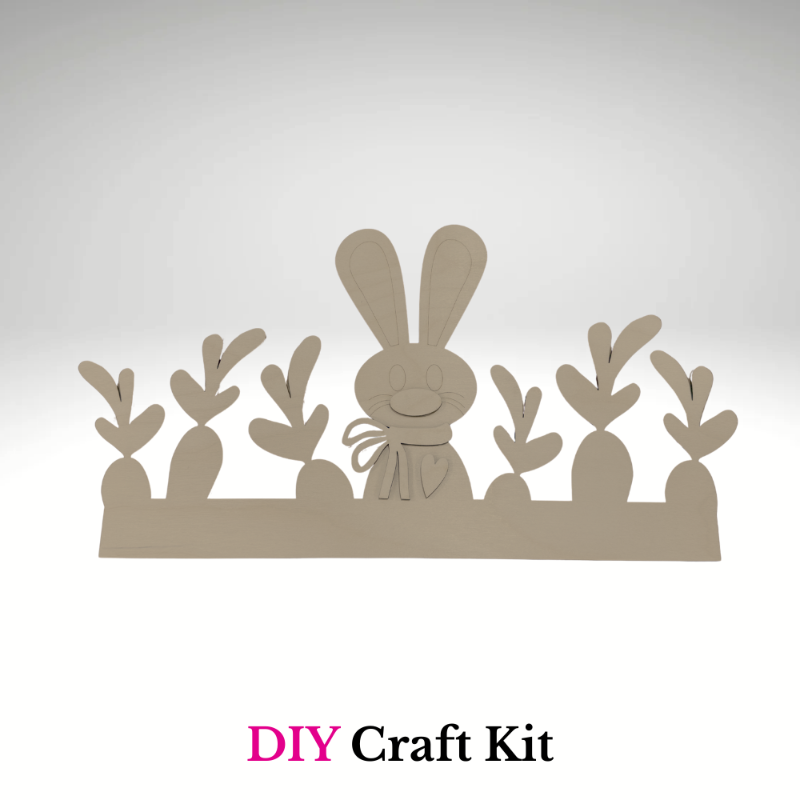 Unfinished laser cut Easter bunny carrot welcome sign DIY craft kit insert ready to paint by Jazzi’s Creations