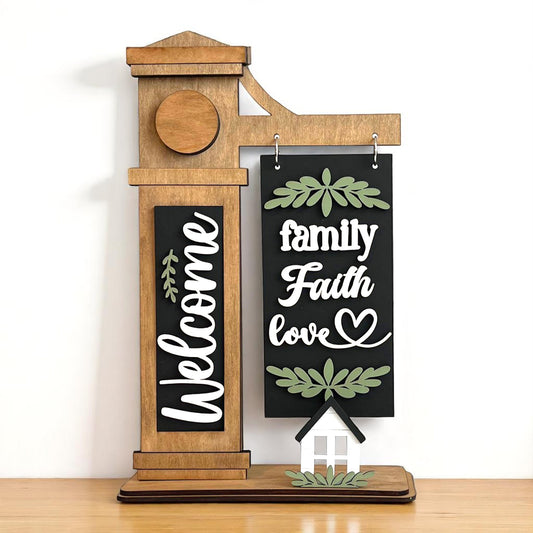 Family, Faith, and Love Interchangeable Post Sign  - DIY Insert for the Arm Post