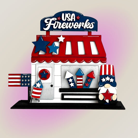 DIY USA Fireworks Shop Craft Kit Insert – Patriotic Tiered Tray Décor 🇺🇸🎇