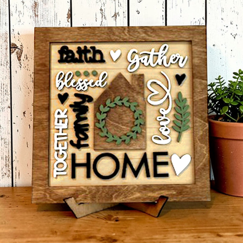 DIY Gather Blessed home word art wooden craft kit farmhouse home decor project by Jazzi's Creations.
