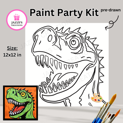 DIY Canvas Paint Party Kit - Green Dinosaur