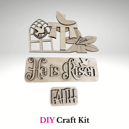 DIY He is Risen Farmhouse Truck Insert – Easter Christian Spring Decor | Interchangeable Wooden Paint Kit