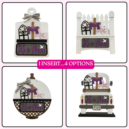 DIY He is Risen Farmhouse Truck Insert – Easter Christian Spring Decor | Interchangeable Wooden Paint Kit