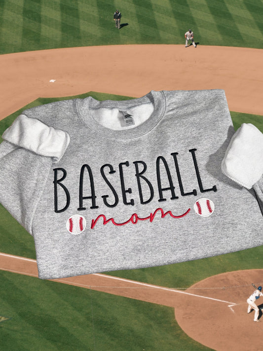 Embroidered Baseball Mom Sweatshirt