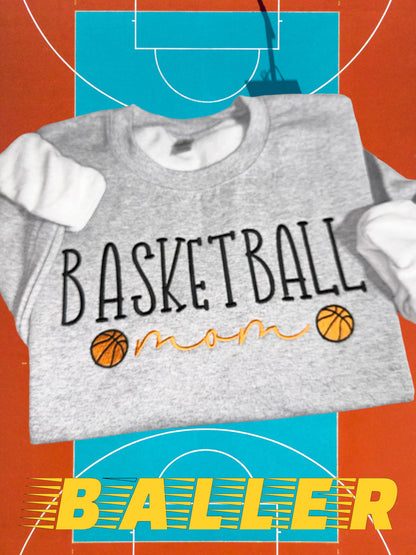 Embroidered Basketball Mom Sweatshirt