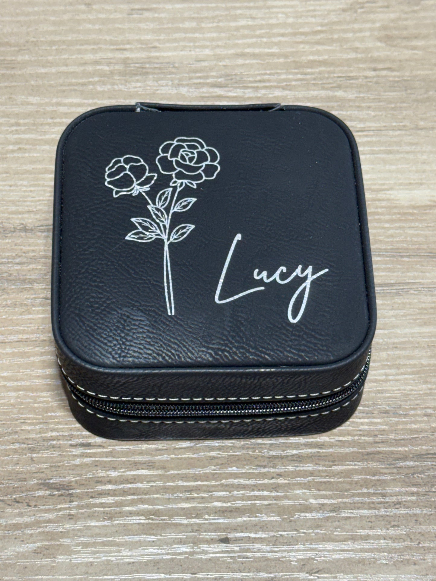 Personalized Leather Travel Jewelry Box