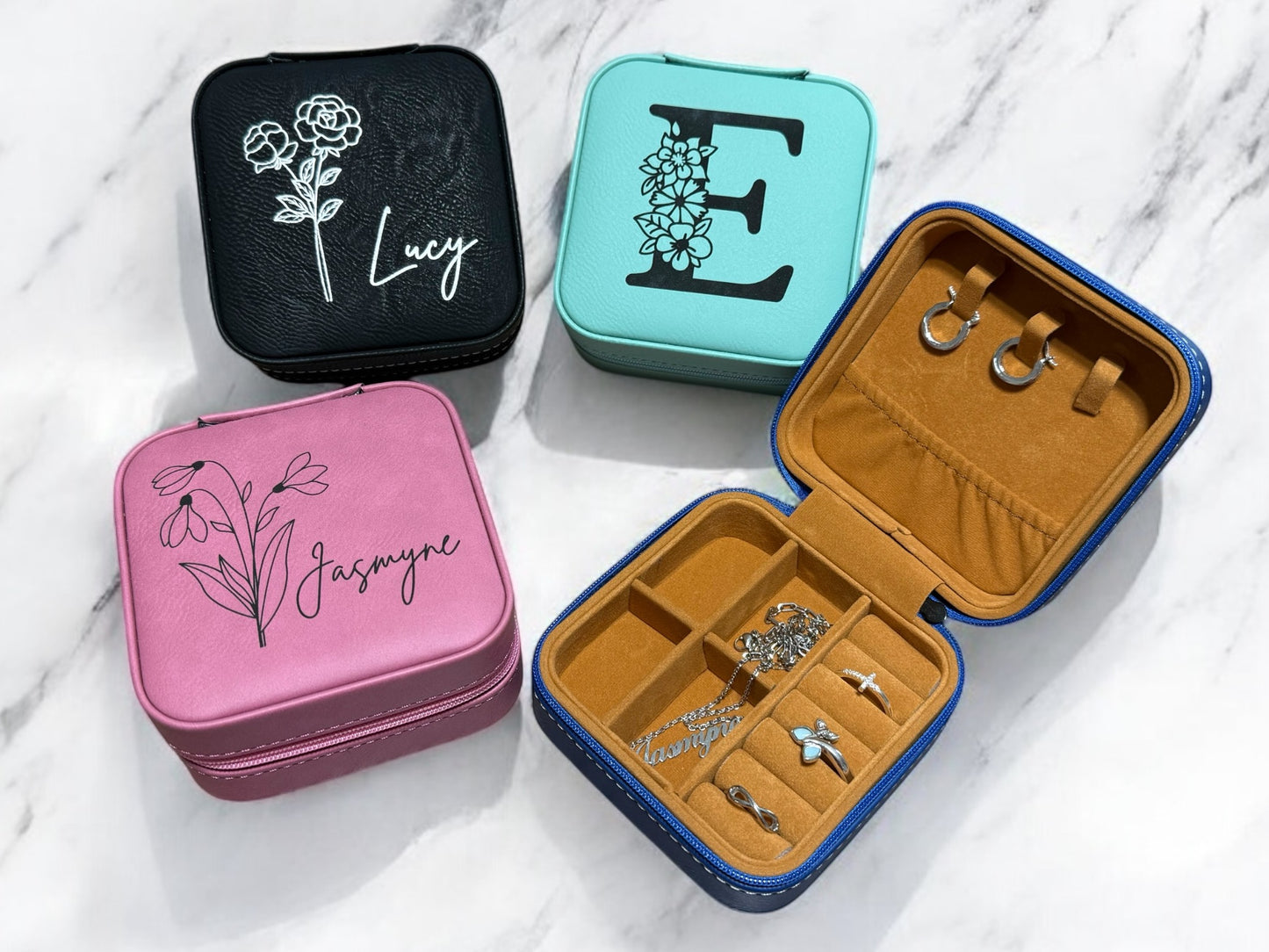 Personalized Leather Travel Jewelry Box