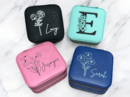 Personalized Leather Travel Jewelry Box