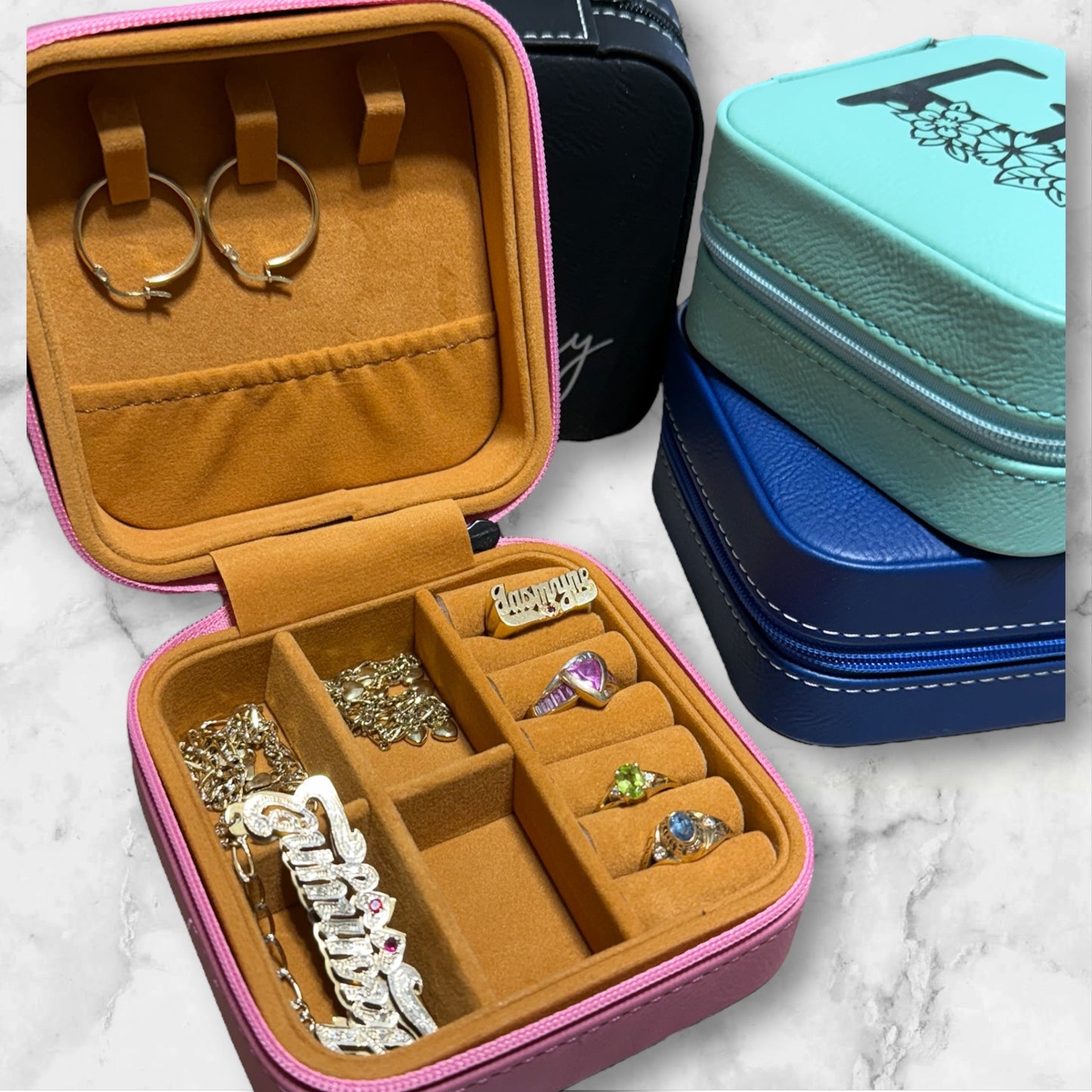 Personalized Leather Travel Jewelry Box