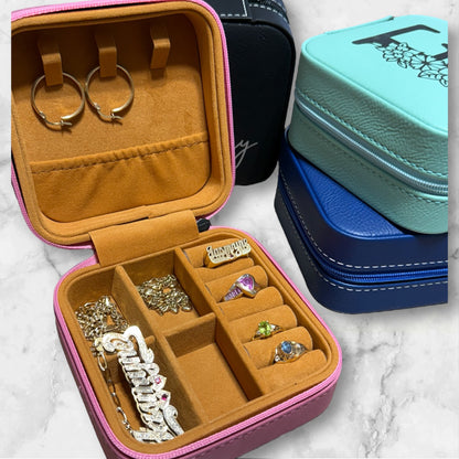 Personalized Leather Travel Jewelry Box