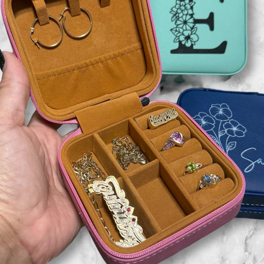 Personalized Leather Travel Jewelry Box