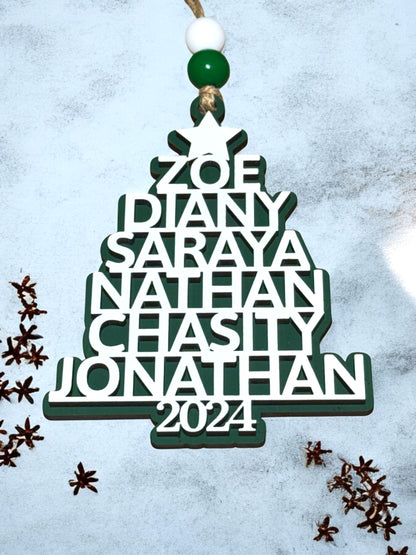 Personalized Family Name Christmas Tree Ornament