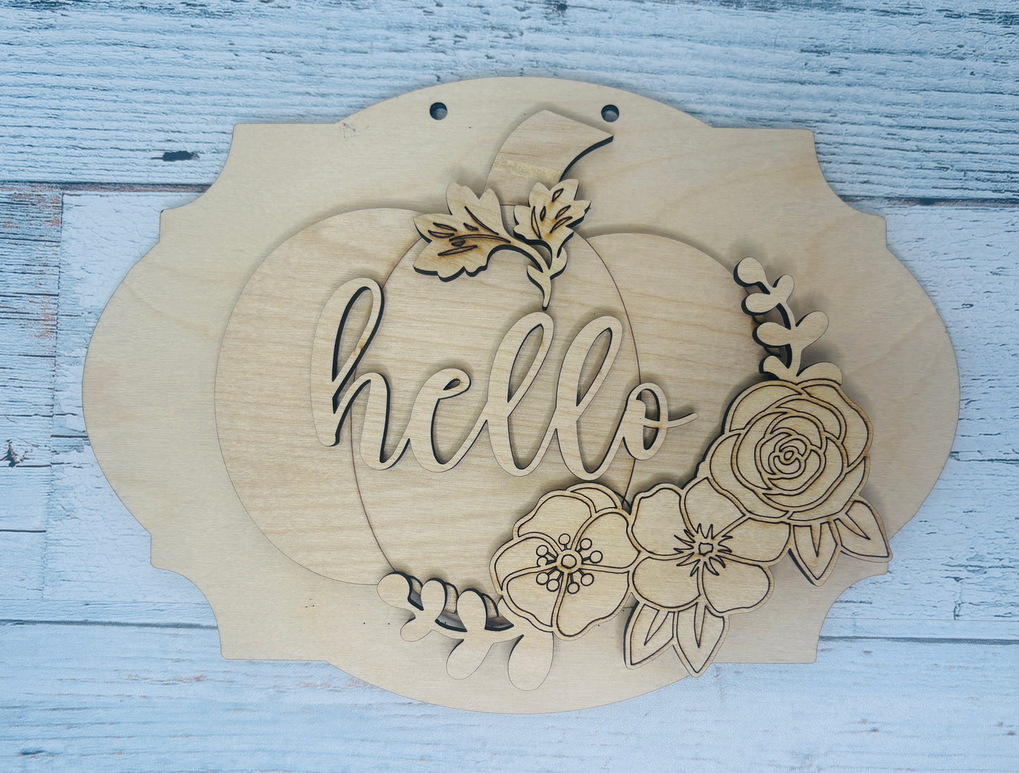 Hello Pumpkin DIY Craft Kit for Kids – Fall Wood Sign Painting Activity