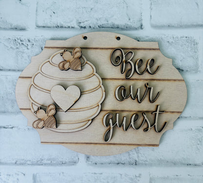 Bee Our Guest DIY Mini Sign Kit | Paint Your Own Beehive Welcome Sign