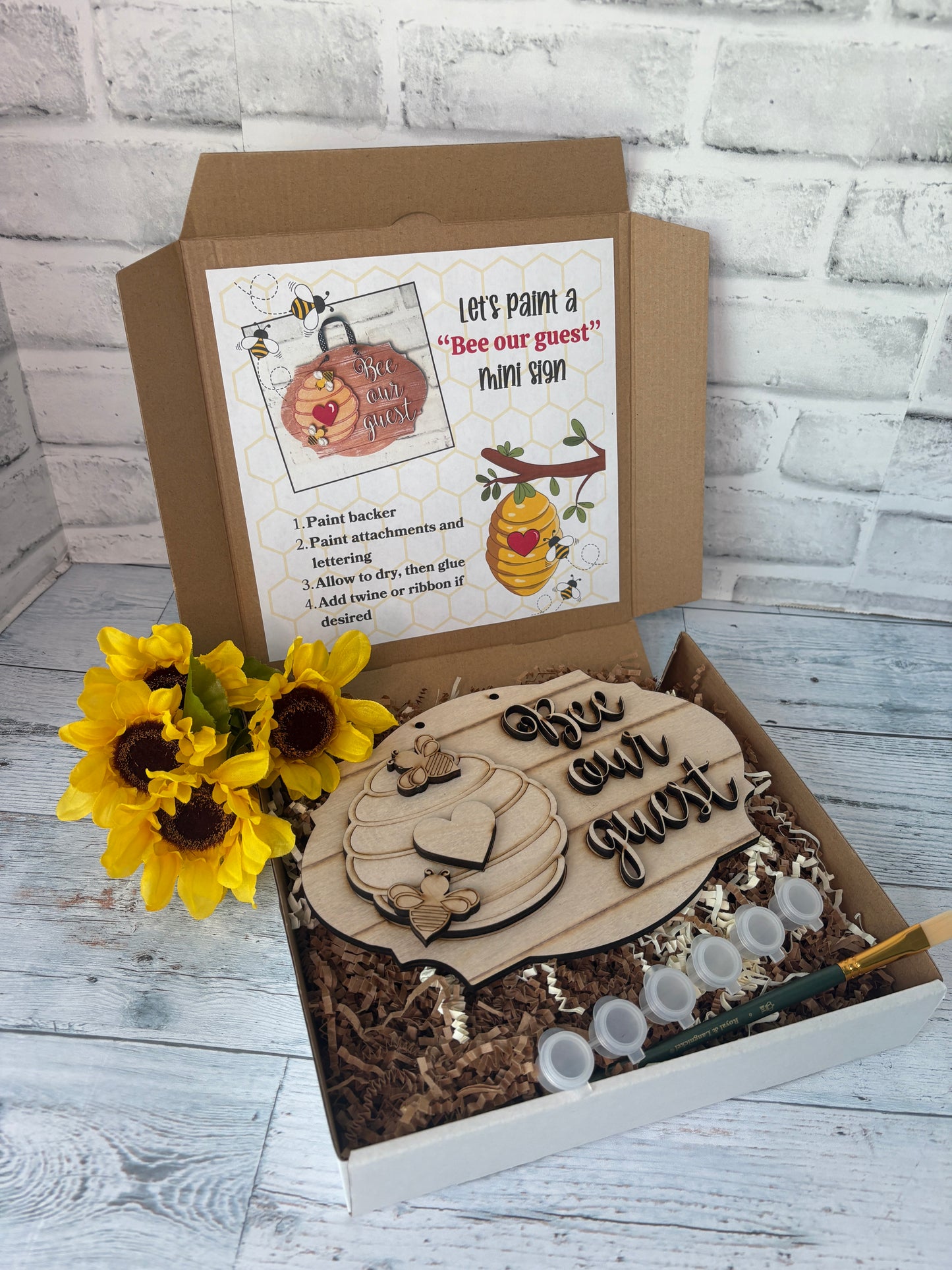 Bee Our Guest DIY Mini Sign Kit | Paint Your Own Beehive Welcome Sign