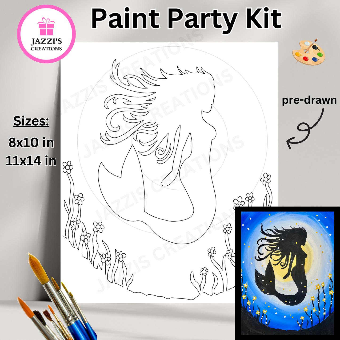 DIY Canvas Paint Party Kit - Mermaid Magic