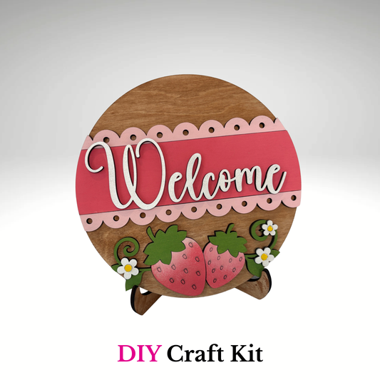 Welcome Strawberry Sign Box – DIY Interchangeable Farmhouse Round Insert